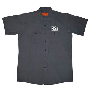 RED KAP RSI The Refrigeration School Short Sleeve Work Shirt Men L Gray